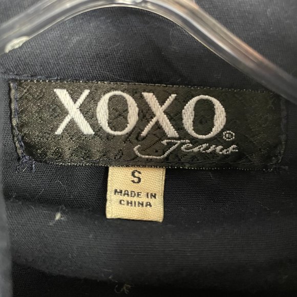 XOXO JEANS Womens S Cropped Blue Nautical Button Up Jacket Long Sleeve Y2K - Picture 3 of 6